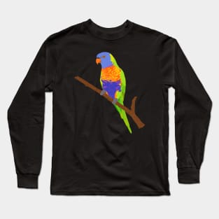 Rainbow Lorikeet on a Twig Long Sleeve T-Shirt